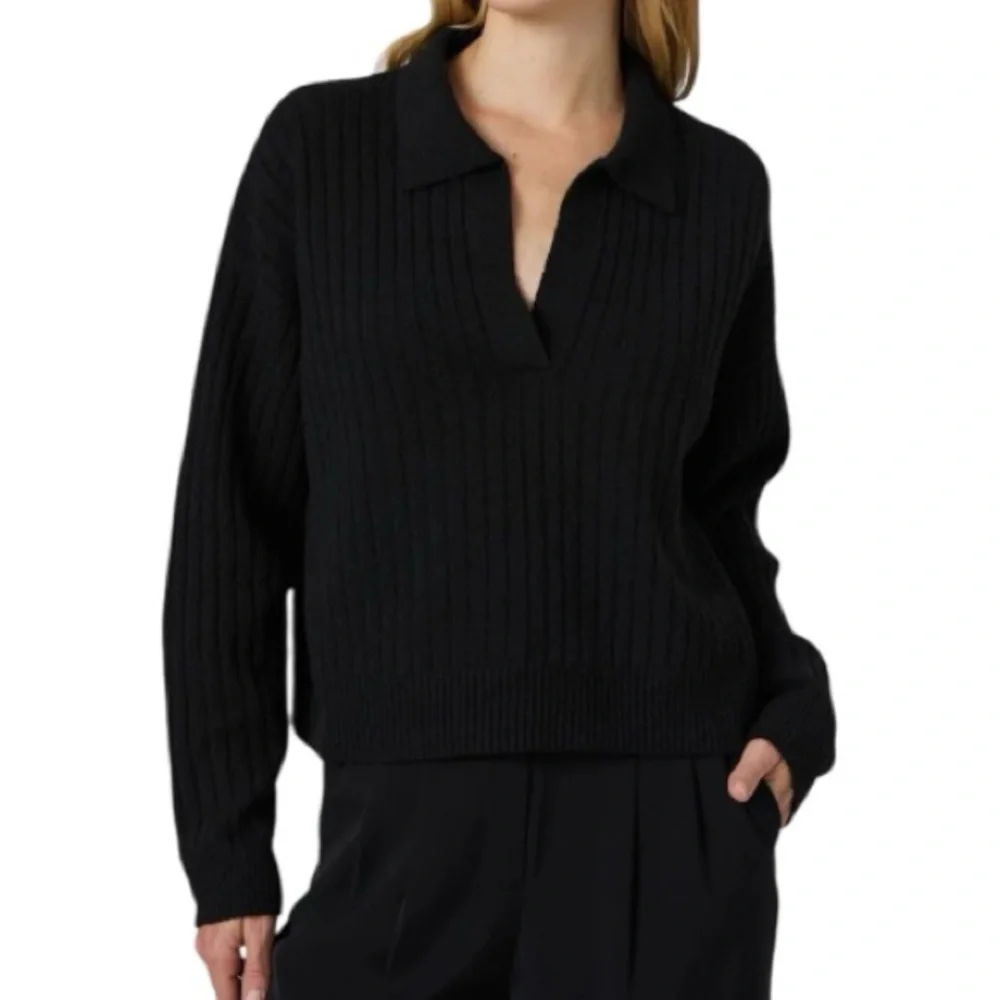 NWT French Connection Vhari Collar Long Sleeve Jumper Black L